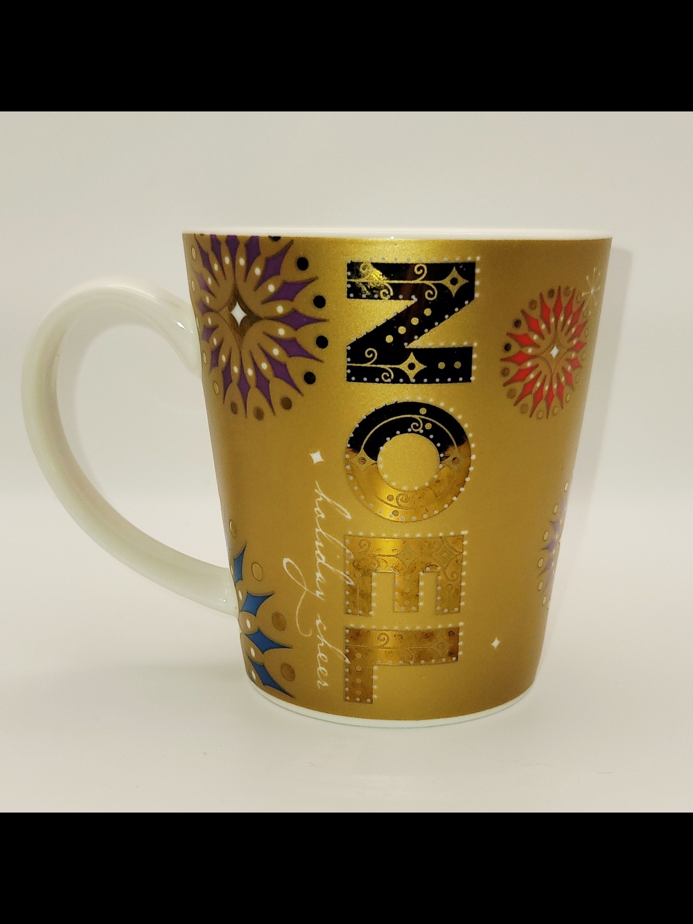 Golden Starbucks Vintage 2006 'Noel' Holiday Ceramic Mug 14oz